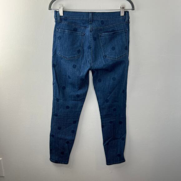 J BRAND Blue Cotton Blend Polka-Dot Mid-Rise Aerial Skinny Cropped Jeans Size 28 - Picture 6 of 11